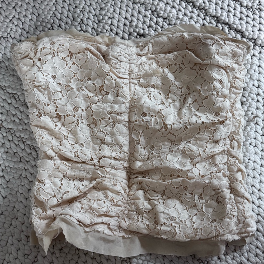 Dolce & Gabbana Beige Lace Strapless Top